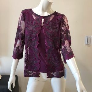 Alex Evenings Petite Twinset Top/blouse /size PS/nwt